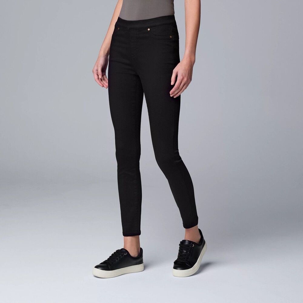 NWT Simply Vera VERAWANG Mid Rise Shaping Denim Leggings Medium Black Skinny
